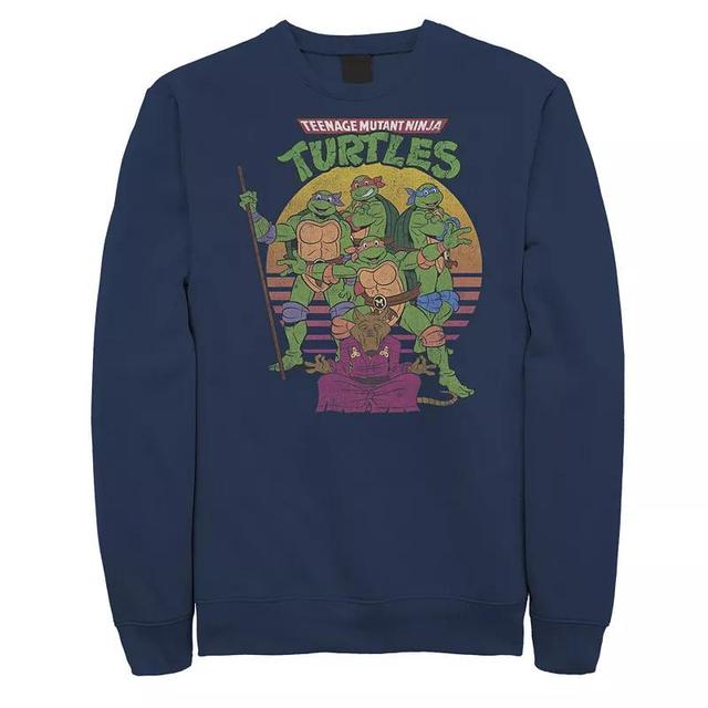 Mens Nickelodeon Teenage Mutant Ninja Turtles Sunset Background Fleece Sweatshirt Blue Product Image