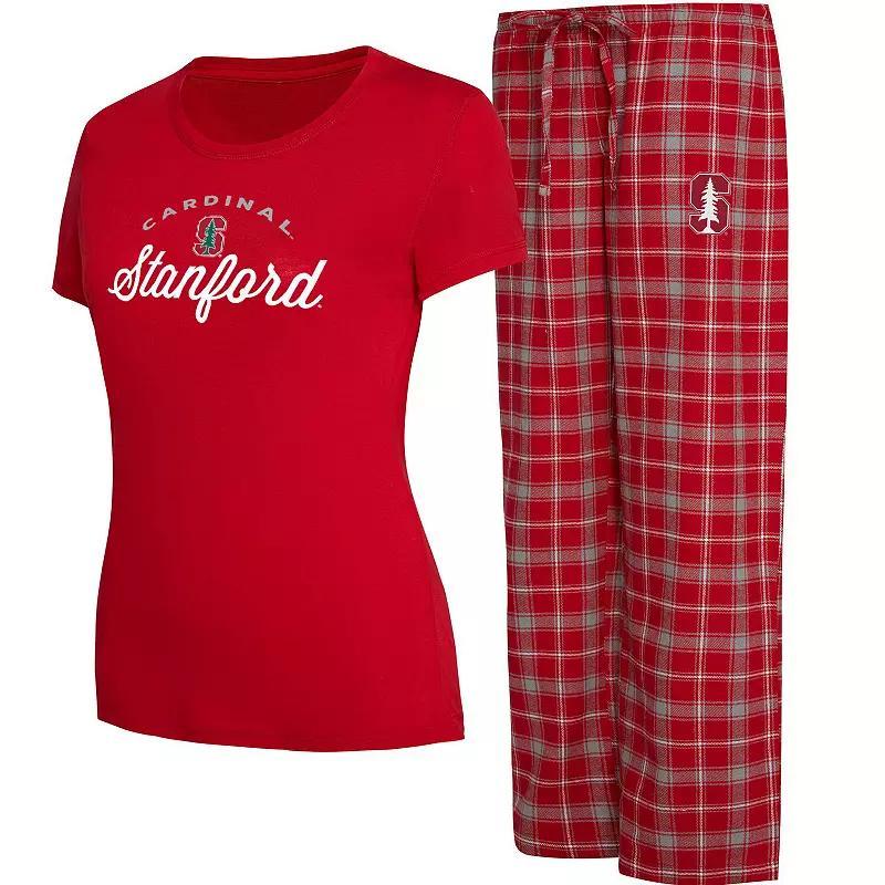 Womens Concepts Sport Cardinal/Gray Stanford Cardinal Arctic T-Shirt & Flannel Pants Sleep Set Product Image