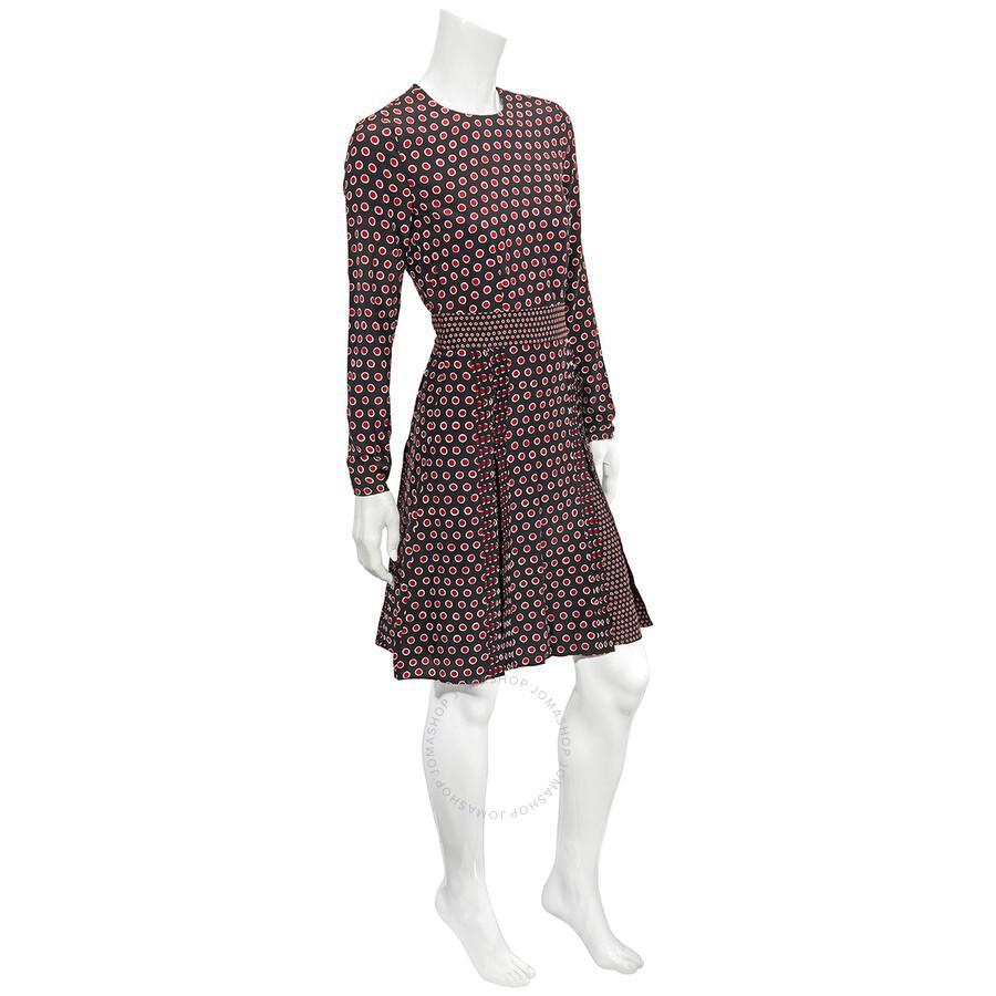 BURBERRY Spot Print Long-sleeve Silk Dress In Parade Red Product Image