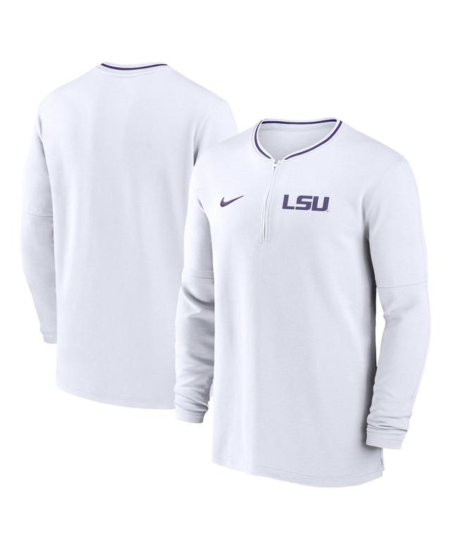 Nike Mens White Lsu Tigers 2024 Sideline Coach Performance Half-Zip Long Sleeve Top Product Image