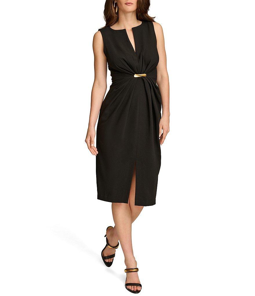 Donna Karan Sleeveless V-Neck Sheath Dress Product Image