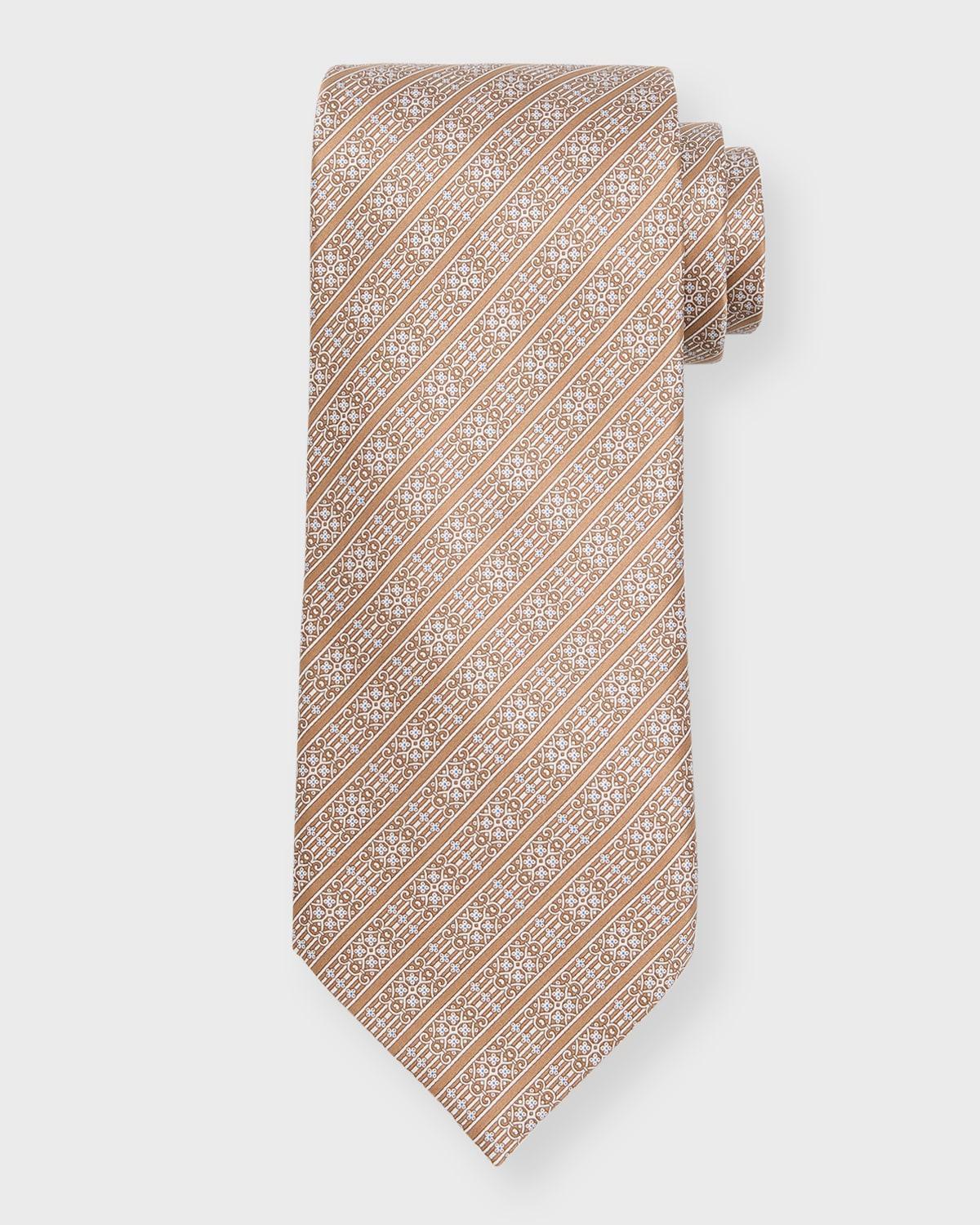 Mens Ornate Stripe Silk Tie Product Image