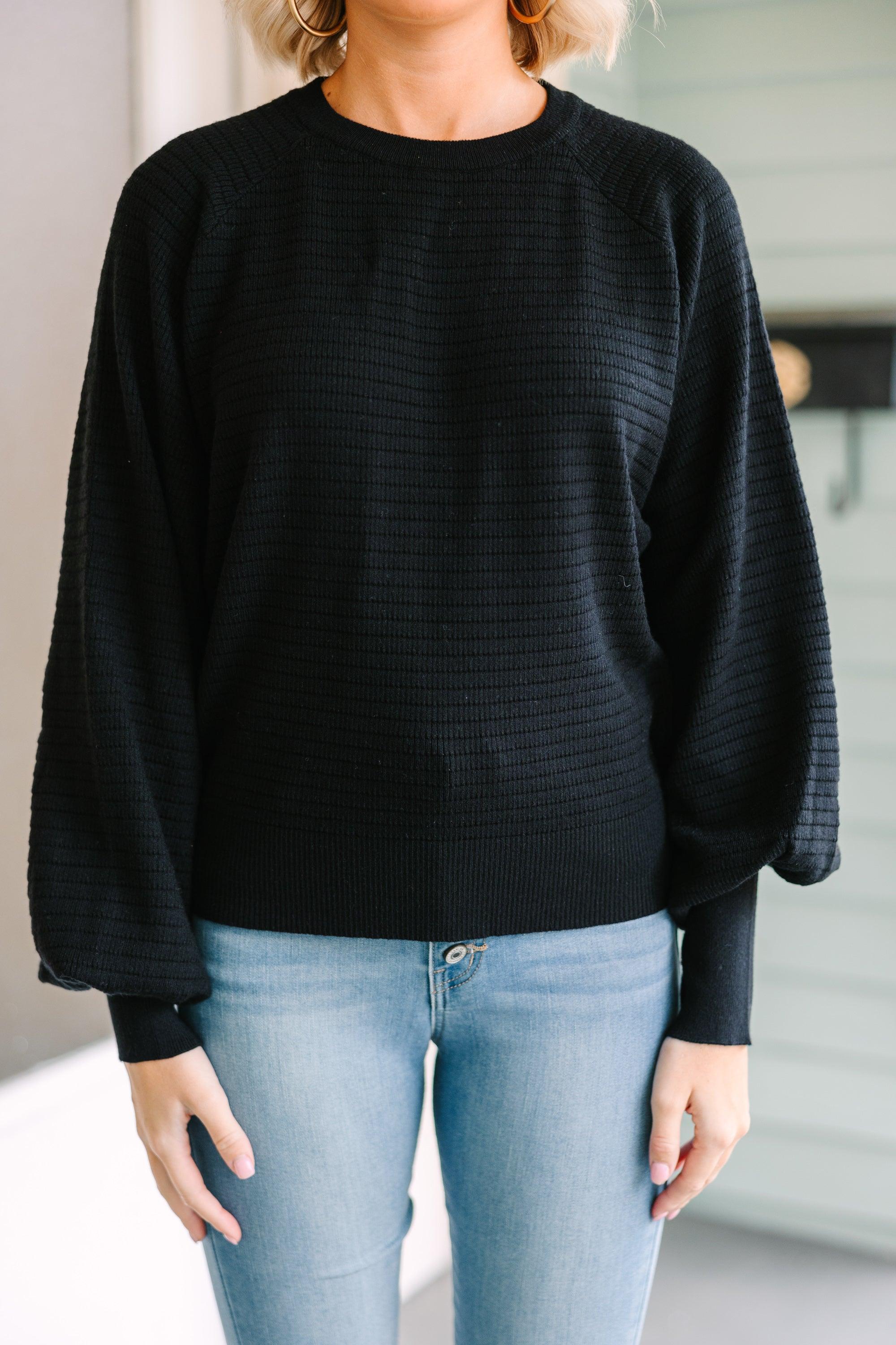 In The Works Black Ribbed Sweater Female Product Image