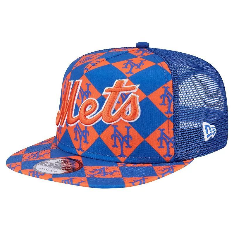 Mens New Era Royal New York Mets Seeing Diamonds A-Frame Trucker 9FIFTY Snapback Hat Product Image