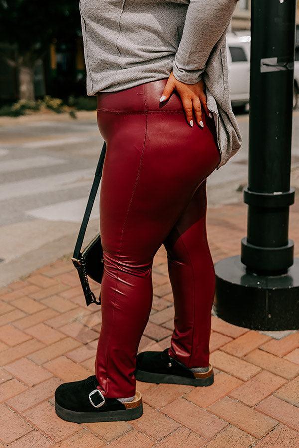 Popular Phrase High Waist Faux Leather Legging in Wine Curves Product Image