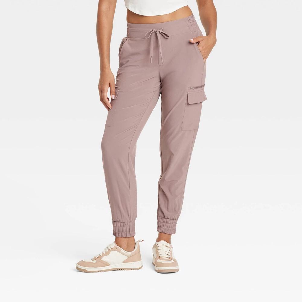 Women's Active Light Mid-Rise Cargo Joggers - All In Motion™ Brown M Product Image