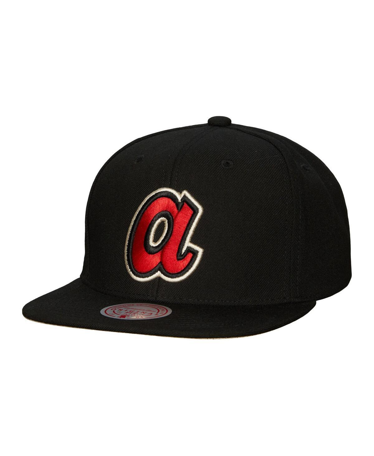 Mens Mitchell & Ness Black Atlanta Braves Cooperstown Collection True Classics Snapback Hat Product Image