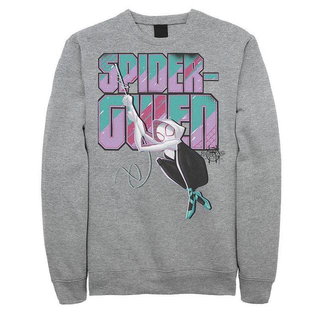 Mens Marvel Spider-Man Spiderverse Gwen Swing Graphic Fleece Pullover Athletic Grey Product Image