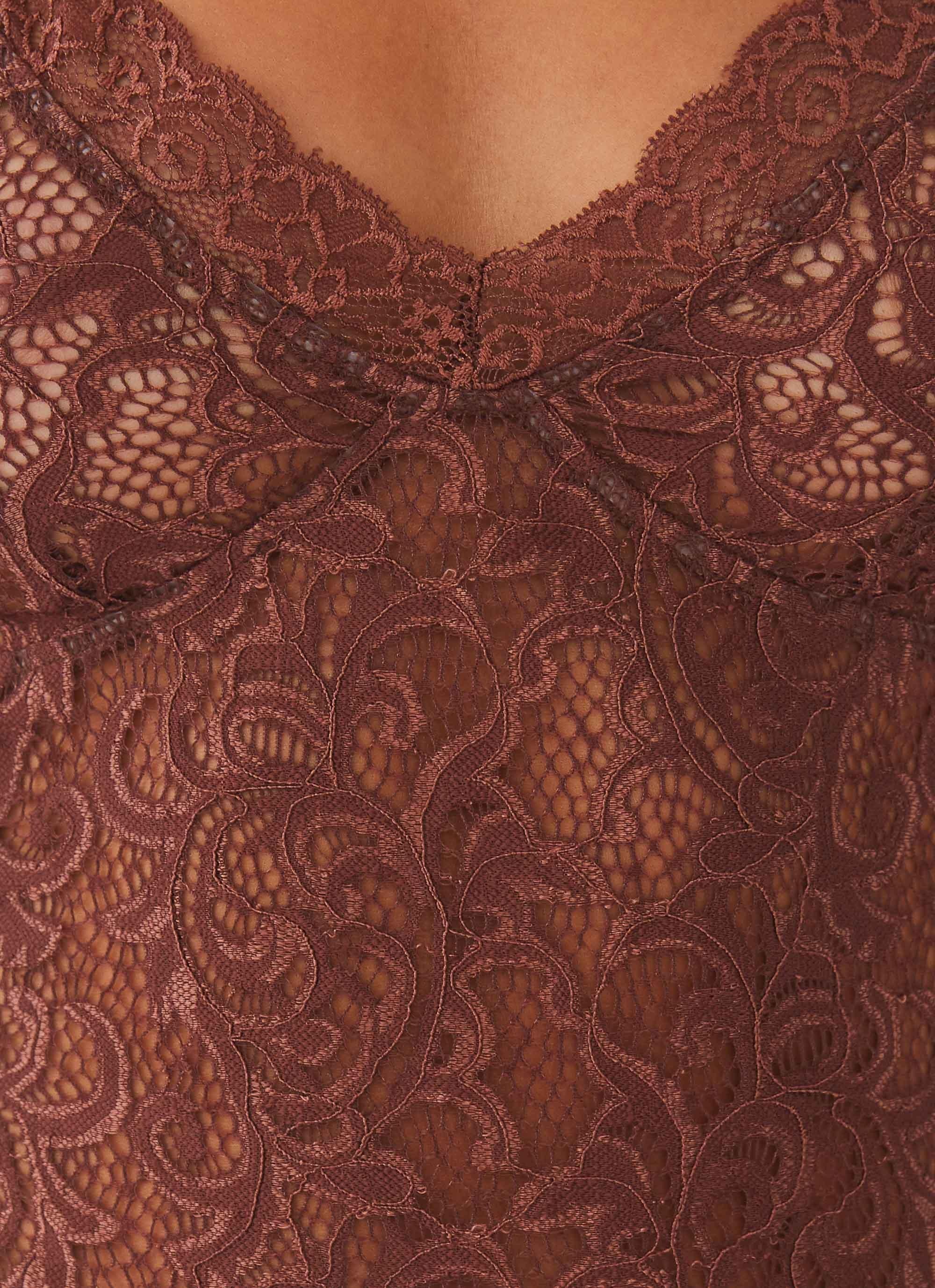 Nobody's Business Lace Dress - Chocolate Product Image