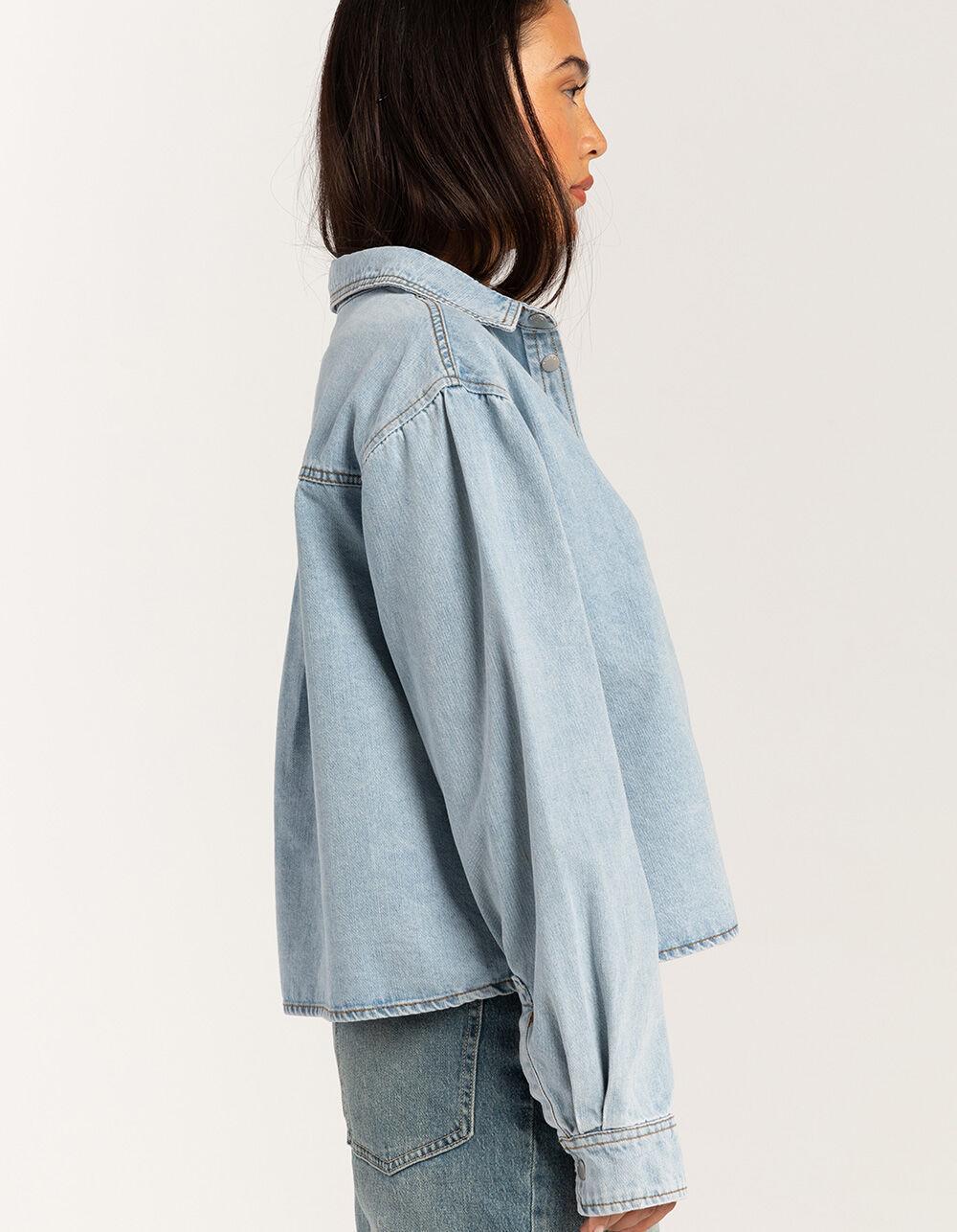 RSQ Womens Denim Crop Shirt Product Image