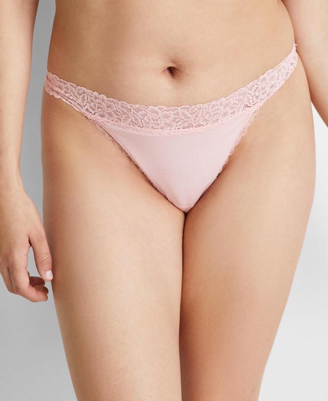 State of Day Womens Cotton Blend Lace-Trim Thong Underwear, Created for Macys Product Image