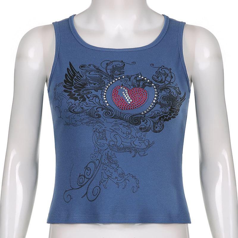 Rhinestone Printed Tank Top Product Image