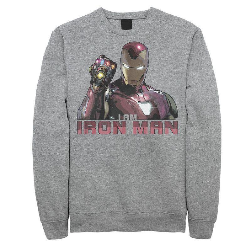 Mens Marvel Avengers Endgame I Am Iron Man Movie Quote Portrait Sweatshirt Athletic Grey Product Image