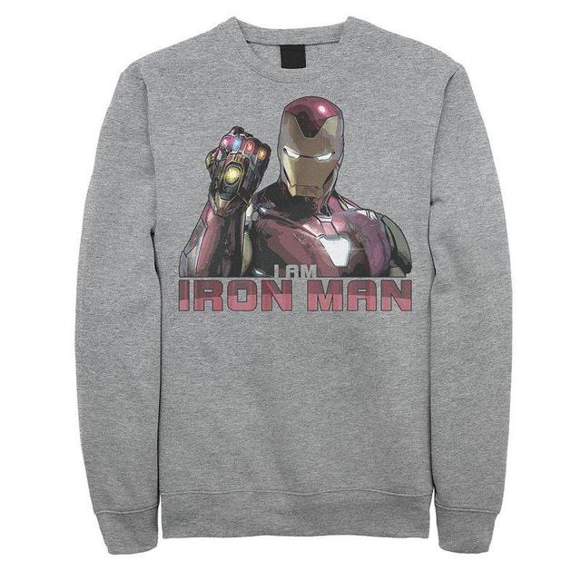 Mens Marvel Avengers Endgame I Am Iron Man Movie Quote Portrait Sweatshirt Athletic Grey Product Image