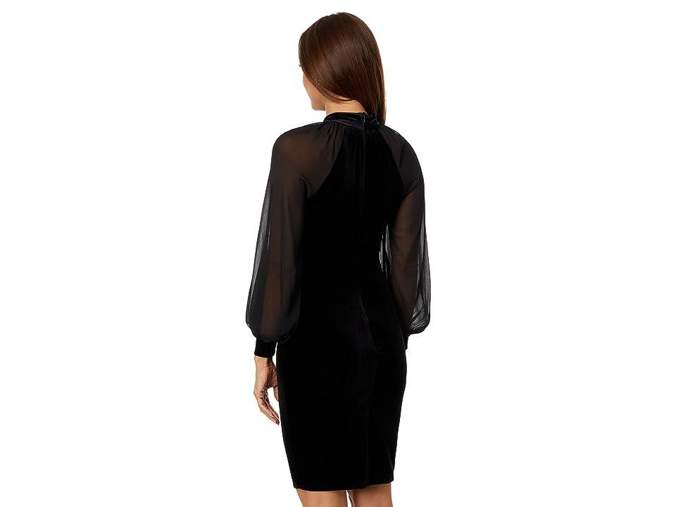 Calvin Klein Velvet Short Sheath with Chiffon Sleeves Women's Dress Product Image