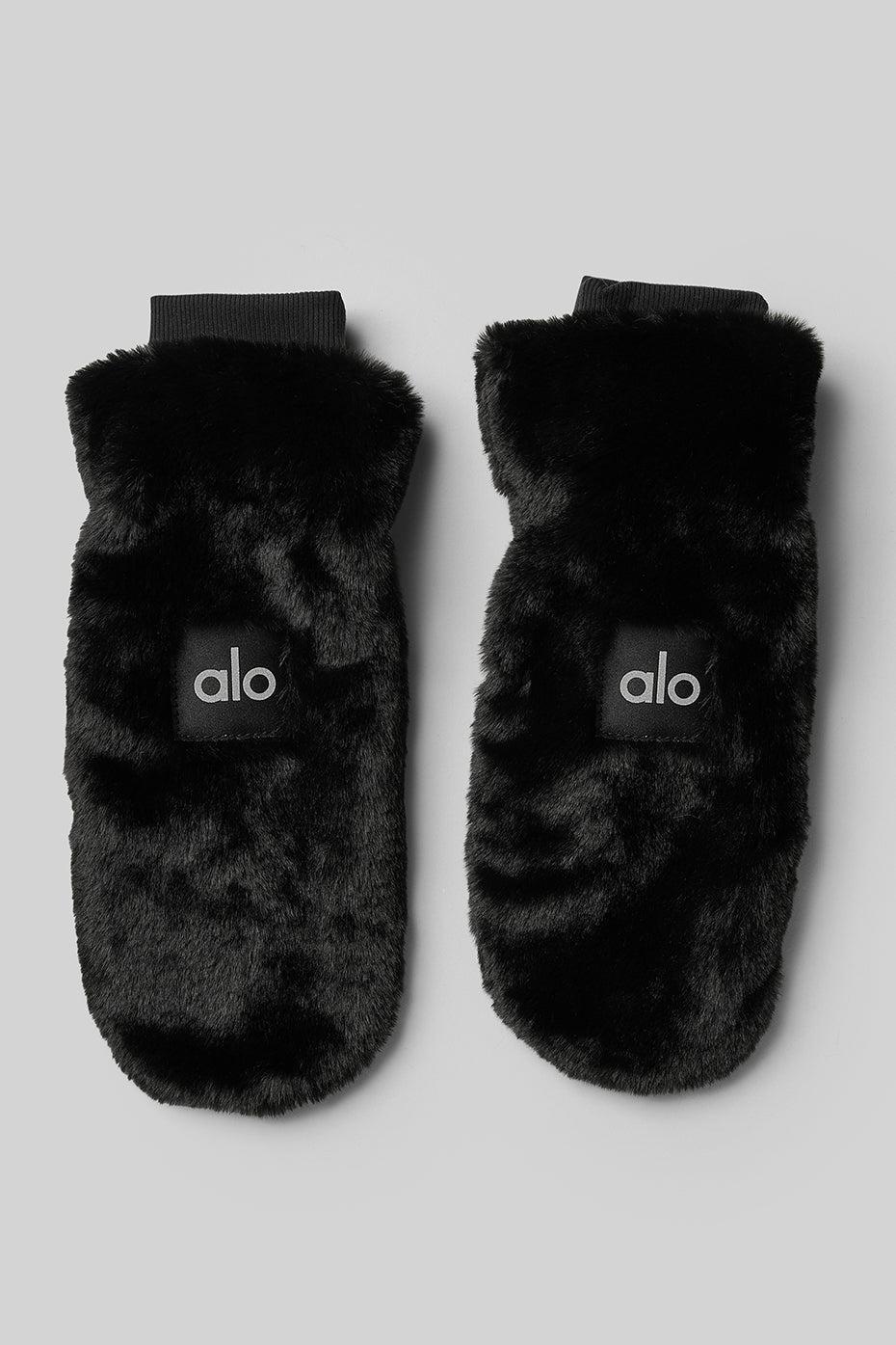 Faux Fur Mittens - Black Product Image