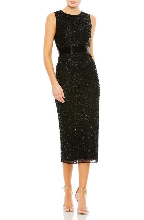 Mac Duggal Beaded Sleeveless Crew Neck Sheath Dress Product Image