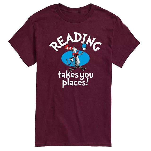 Mens Dr. Seuss The Cat in the Hat Reading Takes You Places Graphic Tee Product Image