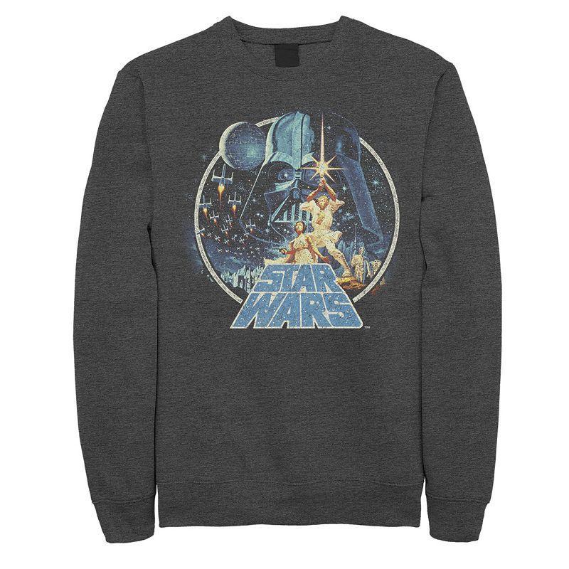 Mens Star Wars Group Retro Poster Graphic Sweatshirt Grey Heather Product Image