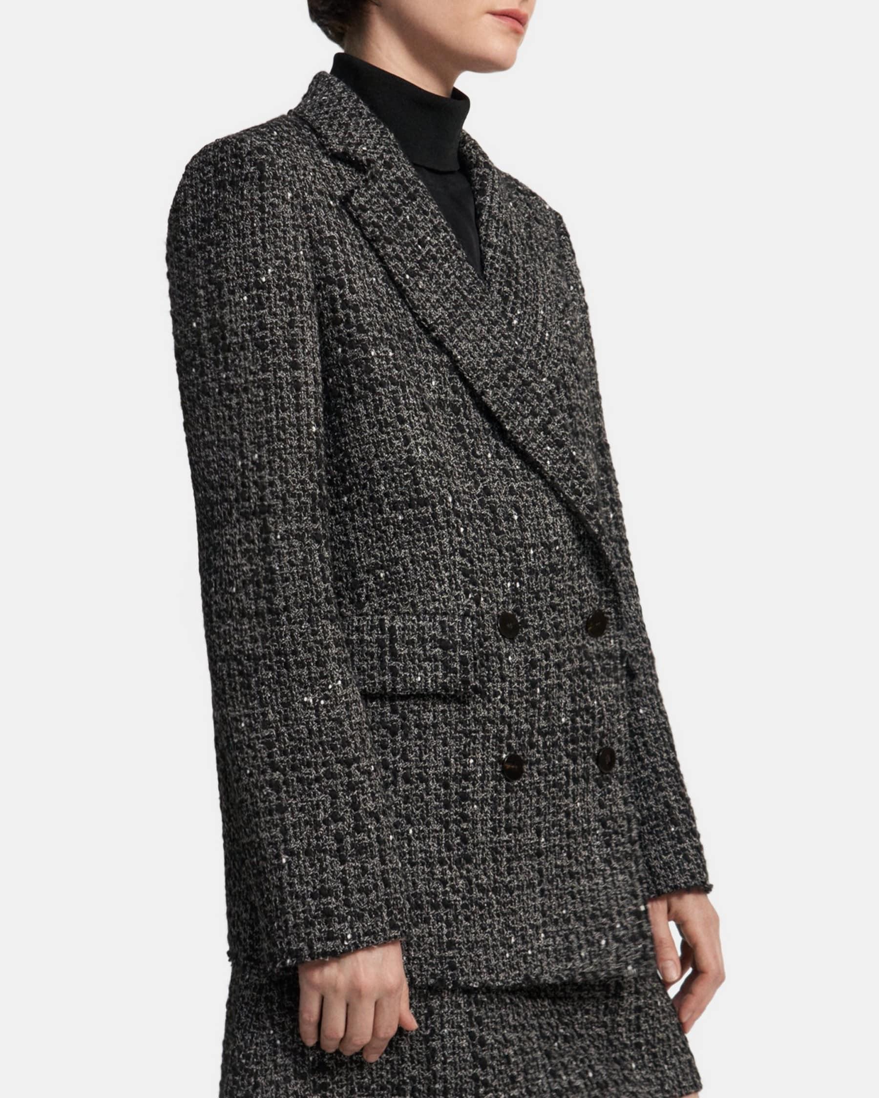 Double-Breasted Blazer in Wool-Blend Tweed Product Image