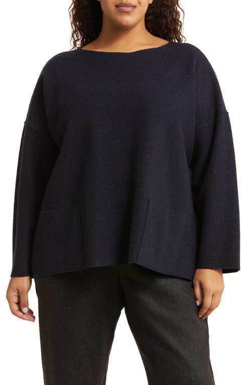 Eileen Fisher Bateau Neck Boiled Wool Sweater Product Image