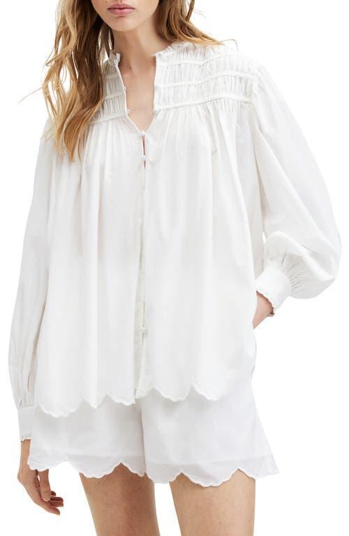 Womens Off White Etti Scalloped-hem Relaxed-fit Organic-cotton Shirt Product Image