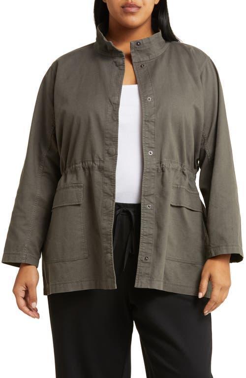 Eileen Fisher Stand Collar Organic Cotton Blend Jacket Product Image