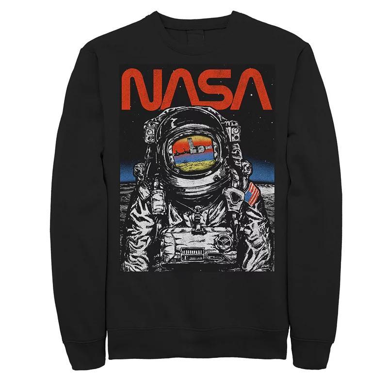 Mens NASA Astronaut Moon Reflection Vintage Retro Sweatshirt Product Image