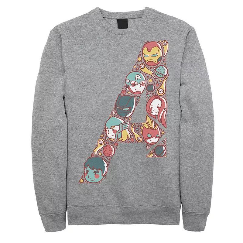 Mens Marvel Avengers Cute Anime Fill Logo Sweatshirt Athletic Grey Product Image