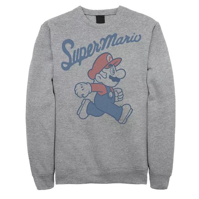 Big & Tall Super Mario Running Plumber Graphic Fleece Pullover, Mens Athletic Grey Product Image