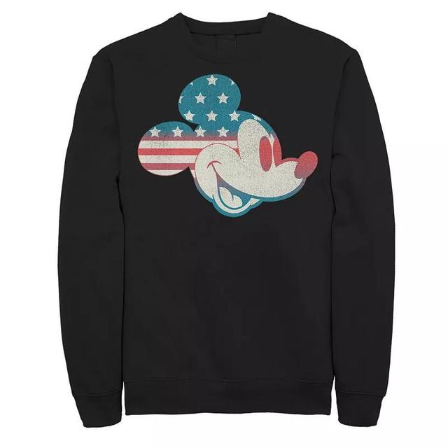 Disneys Mickey & Friends Big & Tall Mickey American Flag Fill Fleece Sweatshirt, Mens Product Image