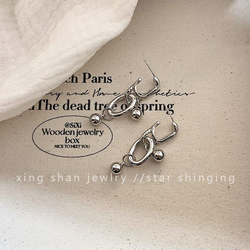 Silver Tone Open Hoop Drop Earring Product Image