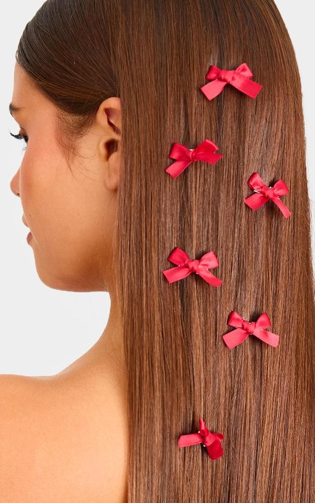 Burgundy Bow 10 Pack Hair Clips Product Image