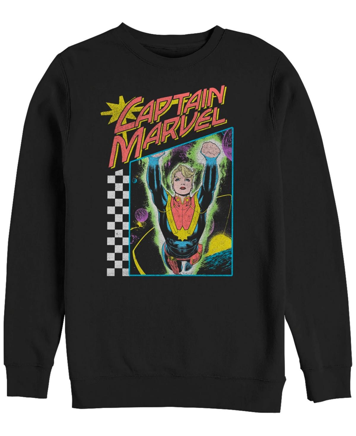 Marvel Mens Classic Retro Checkered Captain Marvel Comic Book Hero, Crewneck Fleece Product Image