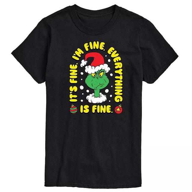 Big & Tall Dr. Seuss The Grinch Everything Is Fine Graphic Tee, Mens Product Image