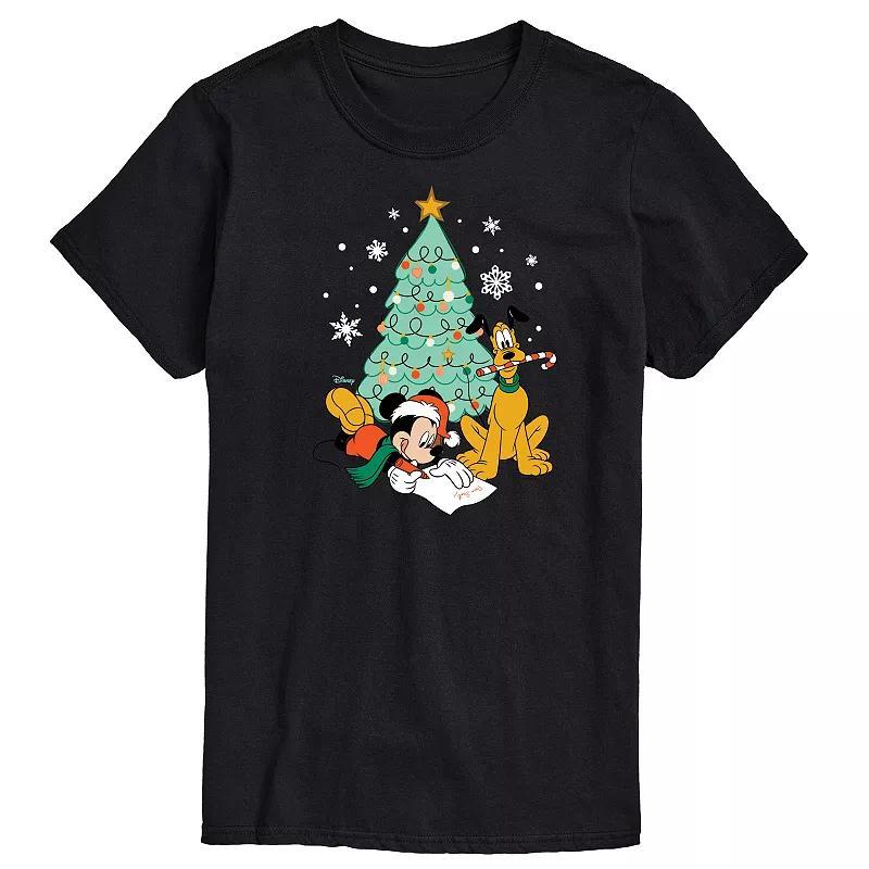 Disneys Mickey Mouse & Pluto Mens Christmas Tree Graphic Tee Product Image