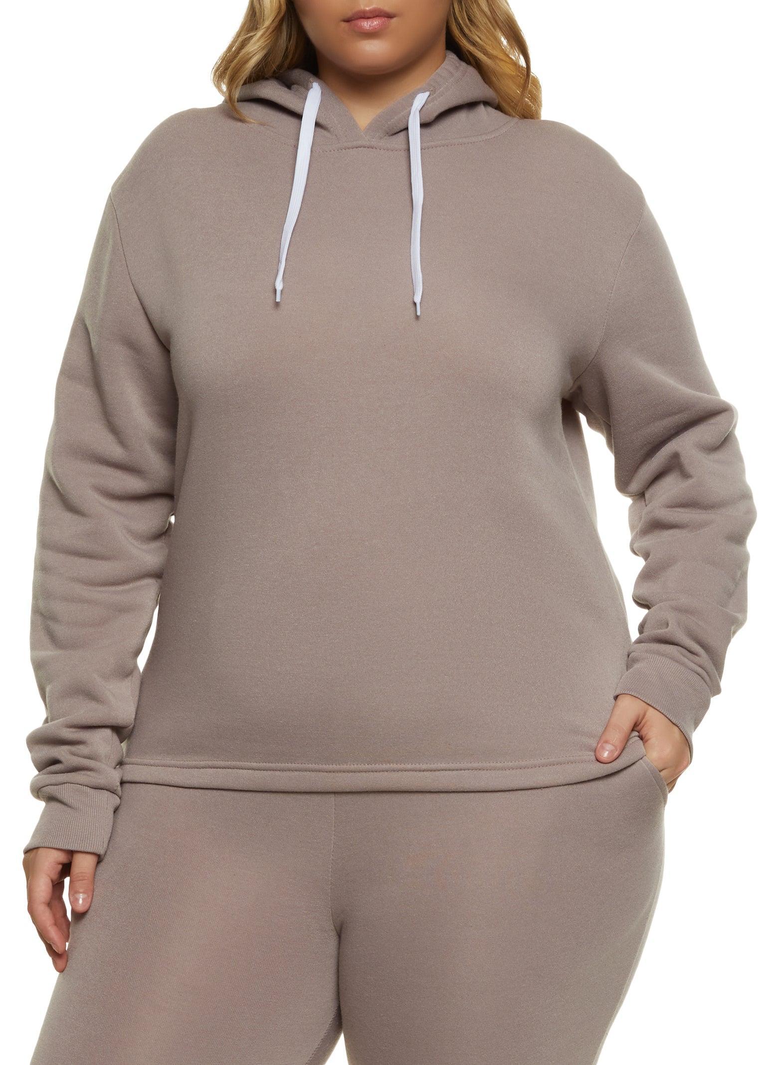 Womens Plus Size Solid Pullover Hoodie Product Image