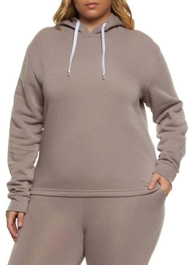 Womens Plus Size Solid Pullover Hoodie Product Image