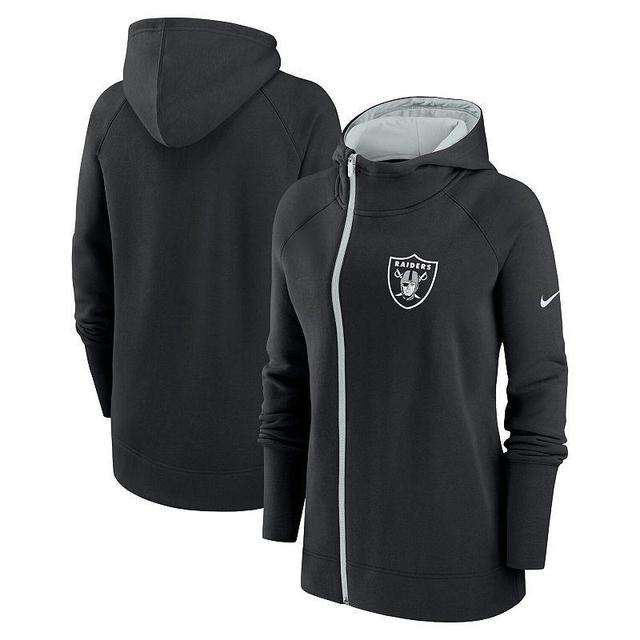 Womens Nike Black Las Vegas Raiders Asymmetrical Raglan Full-Zip Hoodie Product Image