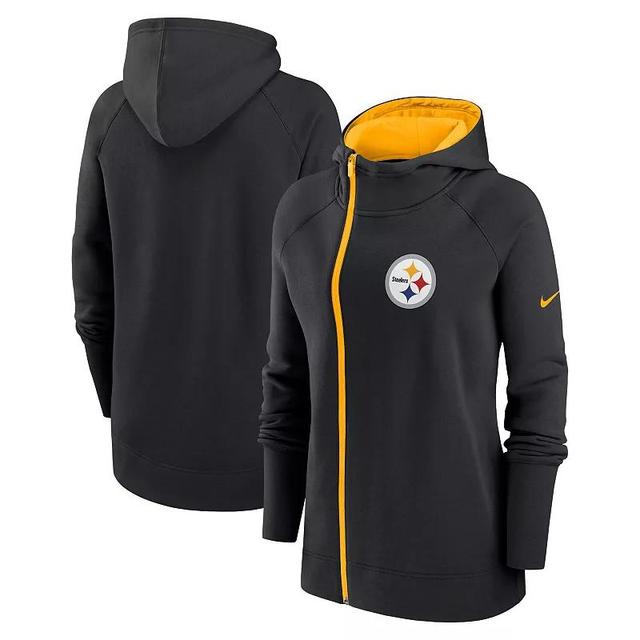 Womens Nike Pittsburgh Steelers Asymmetrical Raglan Full-Zip Hoodie Product Image