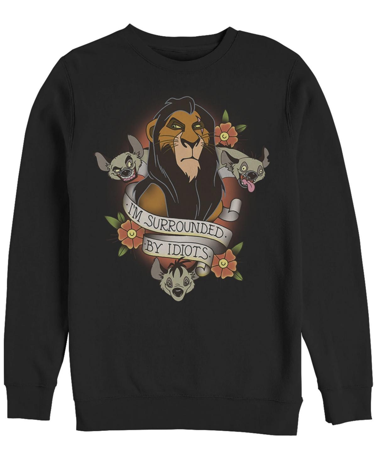 Disney Mens Lion King Scar Surrounded by Idiots Tattoo, Crewneck Fleece Product Image