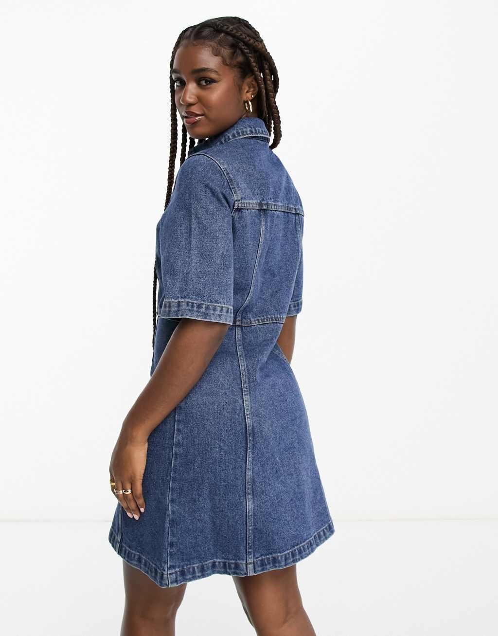 Monki denim mini shirt dress Product Image