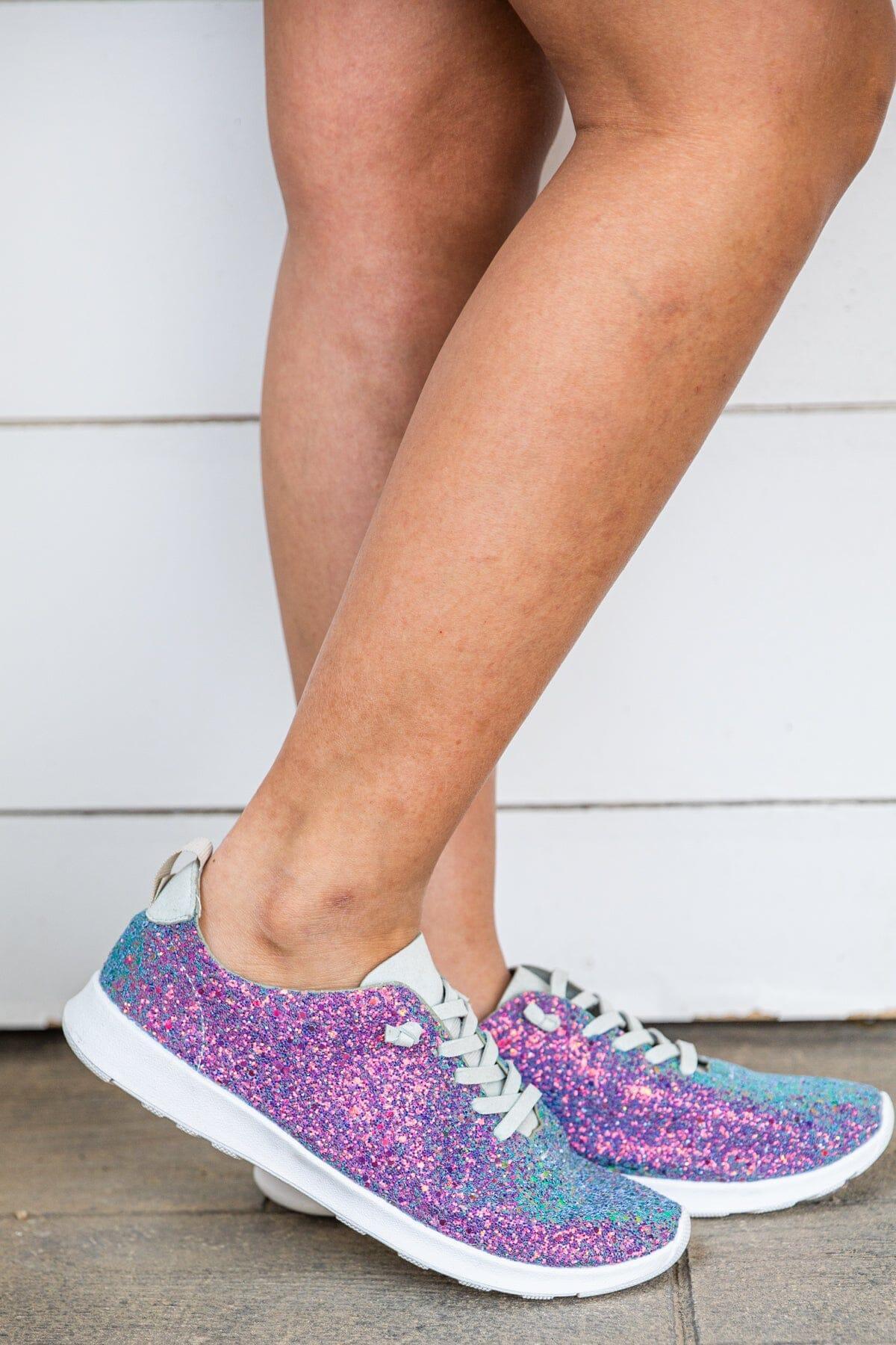 Purple Multicolor Glitter Sneakers Product Image