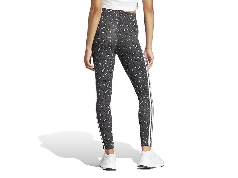 adidas Womens Essentials 3-Stripe Animal-Print 7/8 Leggings - Beige/ Product Image