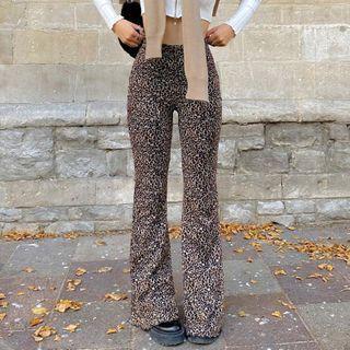 Leopard Print Wide Leg Pants Product Image