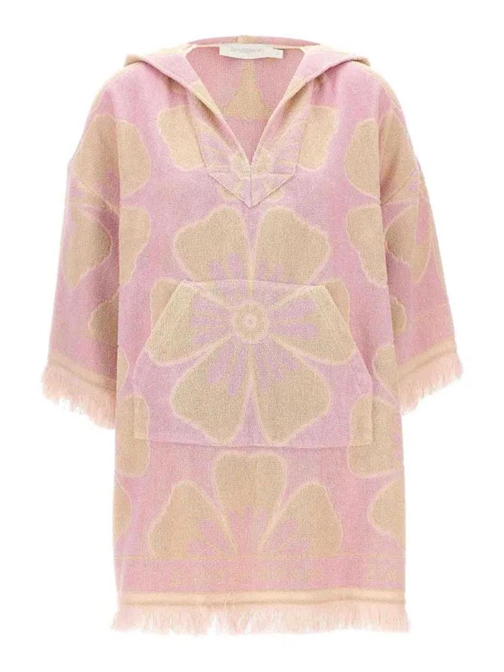 ZIMMERMANN Logo Towelling Mini Dress In Pink Product Image