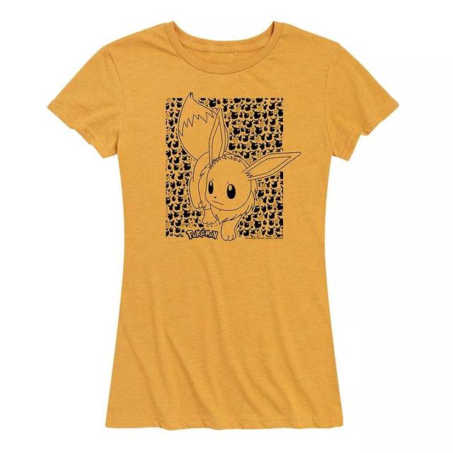 Womens Pokemon Eevee Pattern Graphic Tee Grey Yellow Product Image