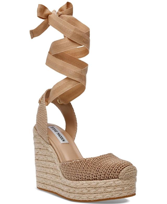 Steve Madden Womens Locket Tie-Up Wrap Platform Wedge Sandals Product Image