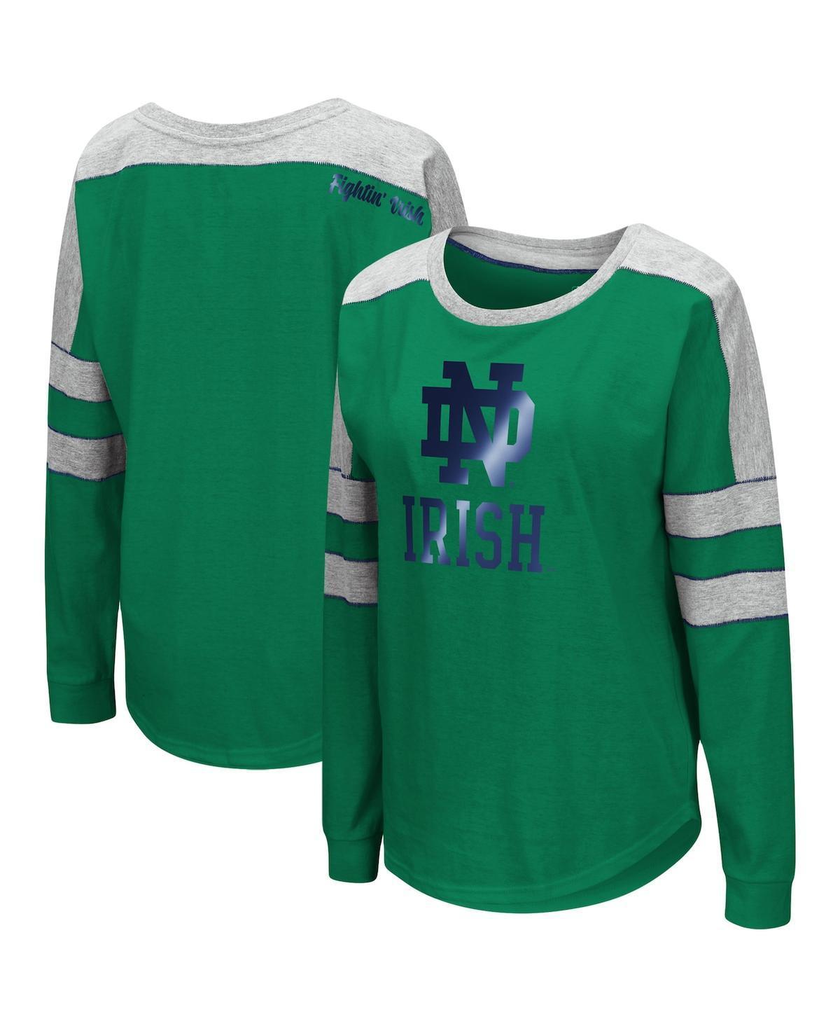 Womens Colosseum Green Notre Dame Fighting Irish Trey Dolman Long Sleeve T-shirt Product Image