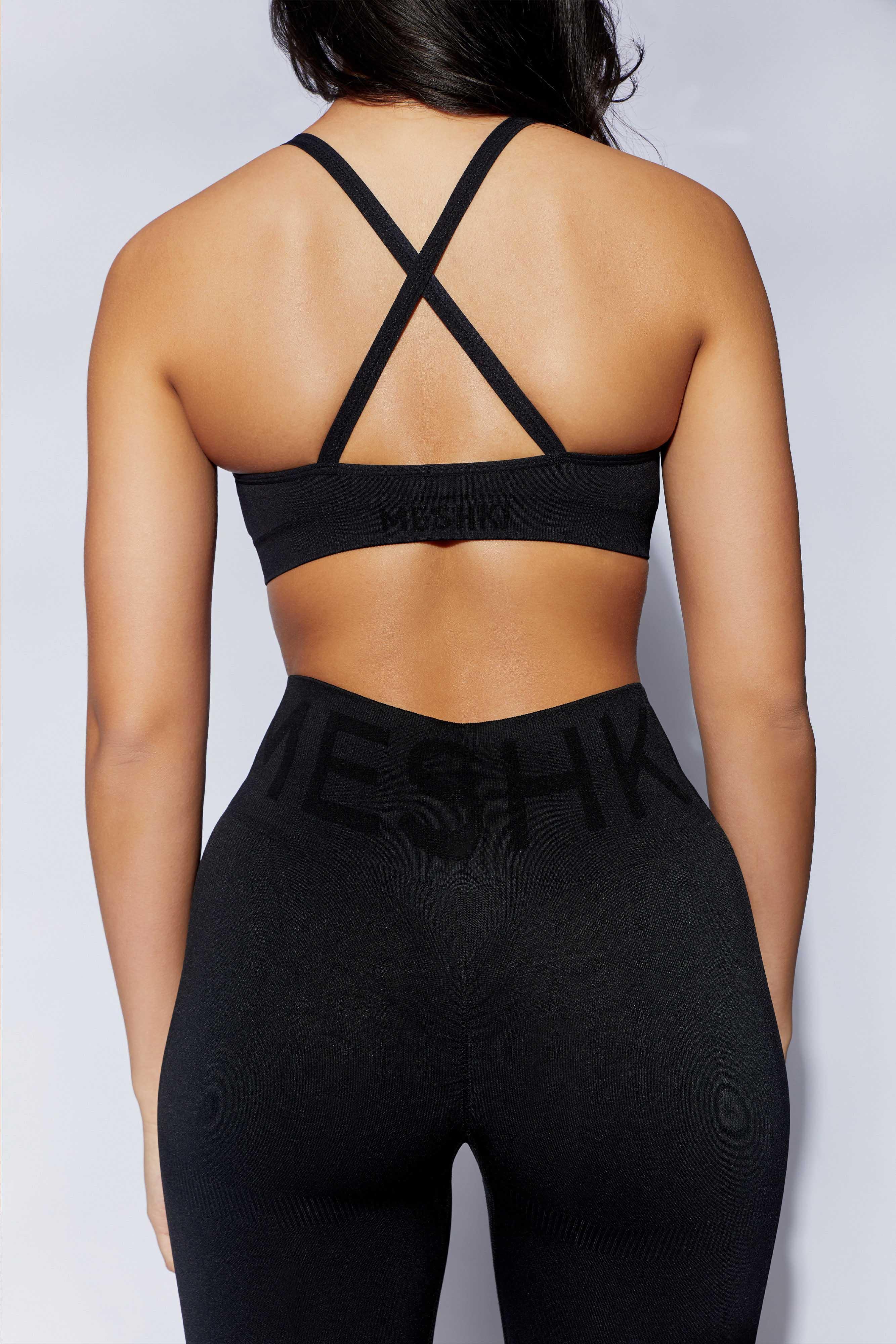 Nyx Cross Back Seamless Crop - Black Product Image